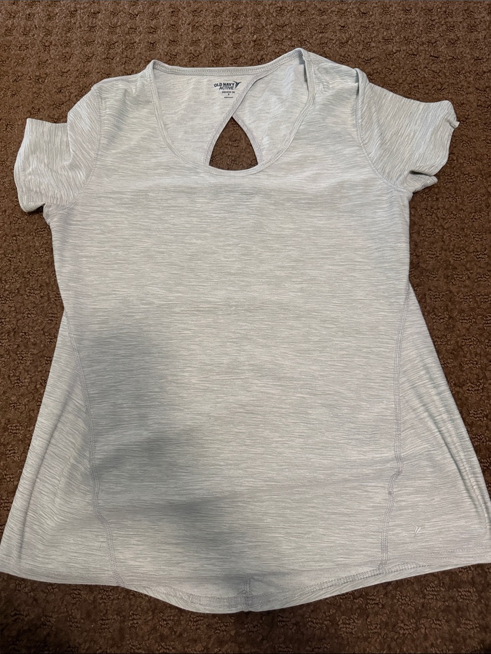 Old Navy Light Gray Keyhole Short Sleeve Active Tee - Women's